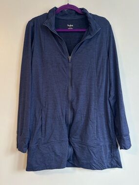 Hyba activewear full zip up long sleeve navy blue heather jacket Size Medium